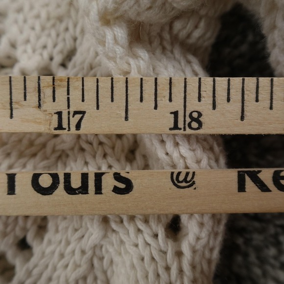 Eddie Bauer Sweater Womens XL Beige White Short Sleeve Open Knit Linen Cardigan - Picture 7 of 10